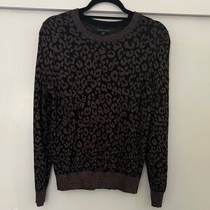 Banana Republic Black and Brown Leopard Print Women's Sweater